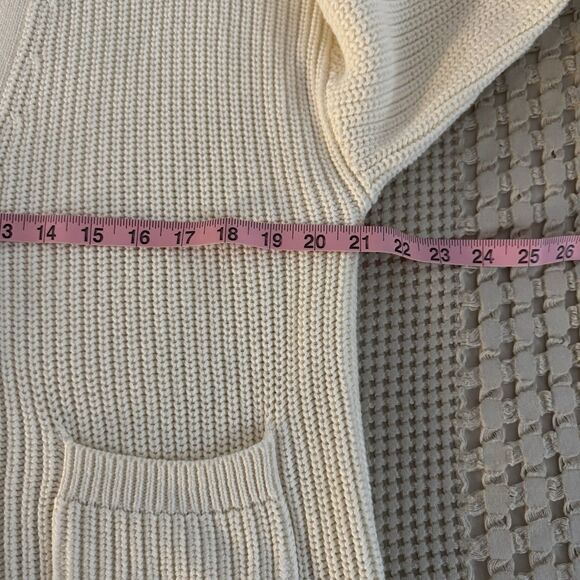 GAP WOMEN'S 100% COTTON CHUNKY SOFT-KNIT CARDIGAN SWEATER LARGE CREAM PREPPY - Picture 9 of 9